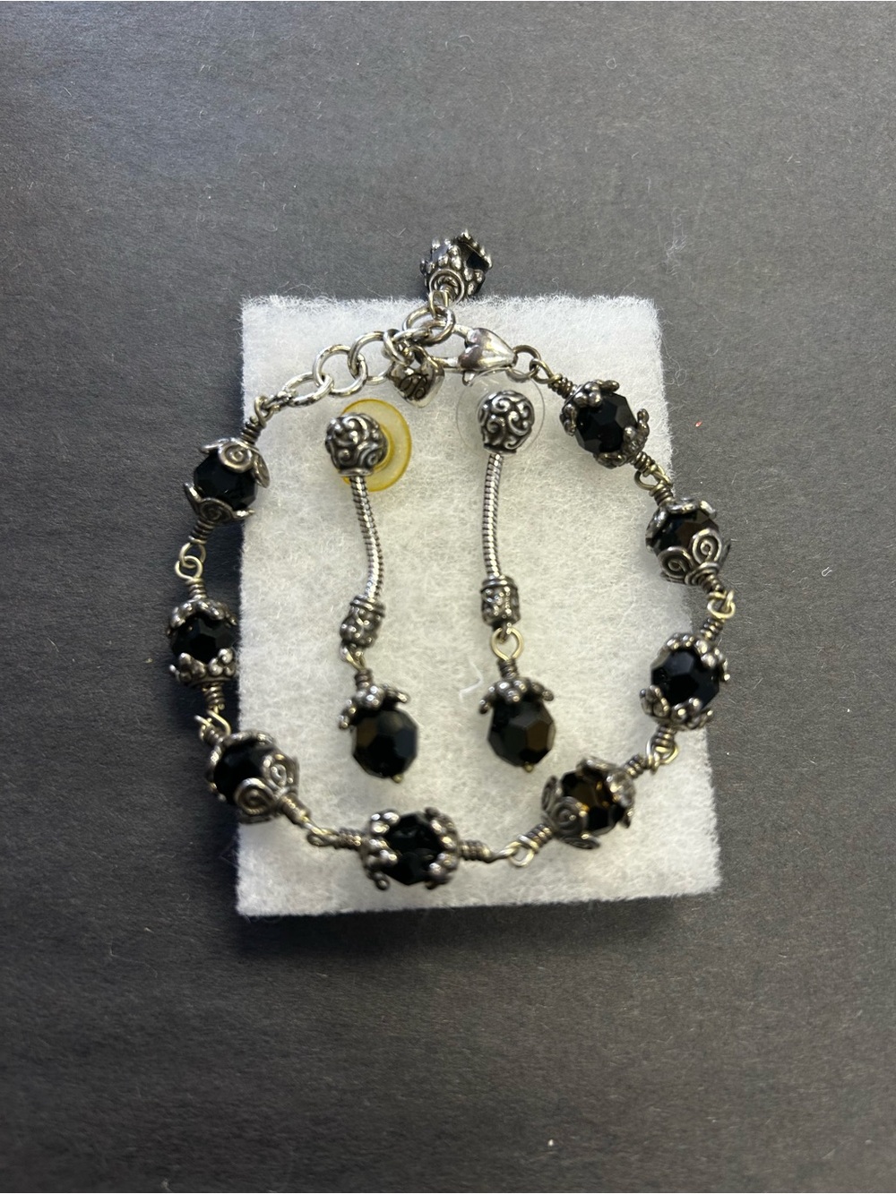 Brighton Black Faceted Bead Bracelet with Silver Accents